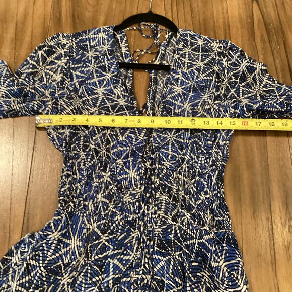 Maje Rufflani Ruffled 3/4 sleeve blue Midi Dress size 36 US 2 / 4 - Picture 9 of 10